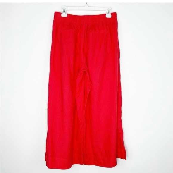 Athleta Playa Linen Wide Leg Crop Pants Womens Size 8 Bright Coral - Picture 6 of 12